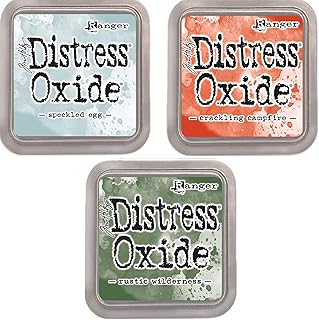 Bundle of 3 Tim Holtz Distress Oxide Ink Pads: Crackling Campfire, Rustic Wilderness and Speckled Egg