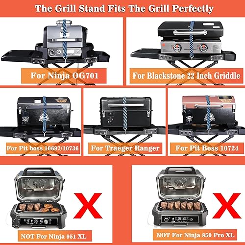 Miniatura 5 de GRISUN Carro de parrilla portátil y plancha de hierro fundido para parrilla Ninja Woodfire Serie OG700