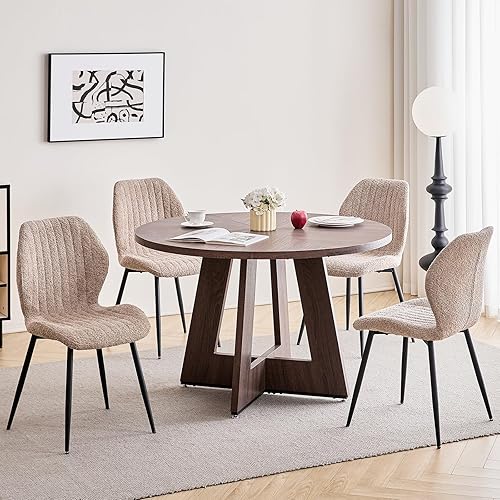 Miniatura 11 de Juego de mesa de comedor redonda para 4 personas con sillas, mesa de cocina y sillas, juego de mesa de comedor, silla moderna de mediados de siglo