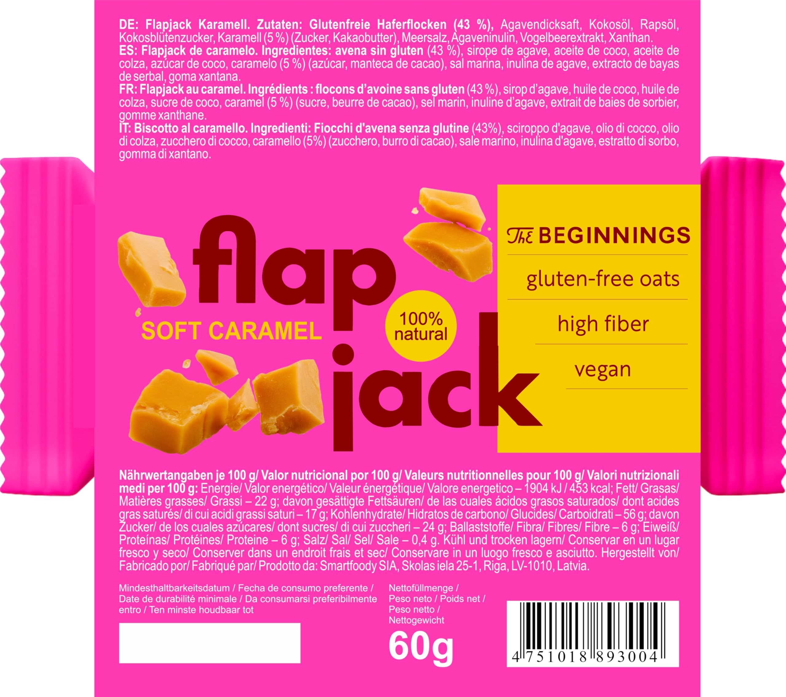 The BEGINNINGS Flapjack all’avena Mix box 5 gusti x 4 barrette – 20 x 60 g (1,2 kg) – barrette ai cereali di avena – vegan, senza glutine – ricche di fibre