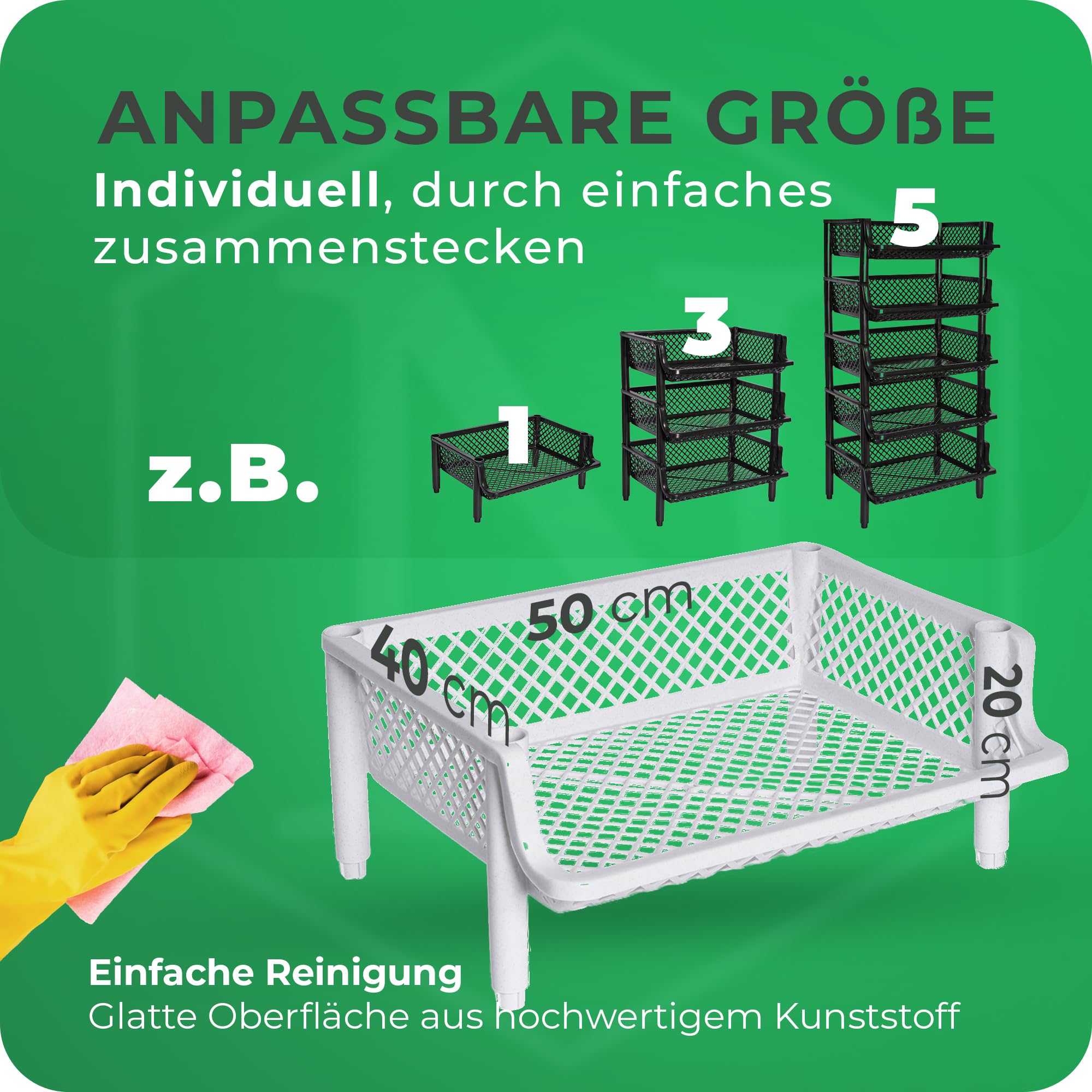 Novaliv 5 Stück Korbregal Weiß Steckregal Stapelbar & Erweiterbar, Regale für Vorratsraum, Lebensmittelregal, Obstregal Keller Aufbewahrungssystem, Vorratskammer Ordnungssystem, Getränkeregal