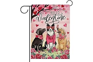 Hello Valentine's Day Golden Retriever Dog Garden Flag