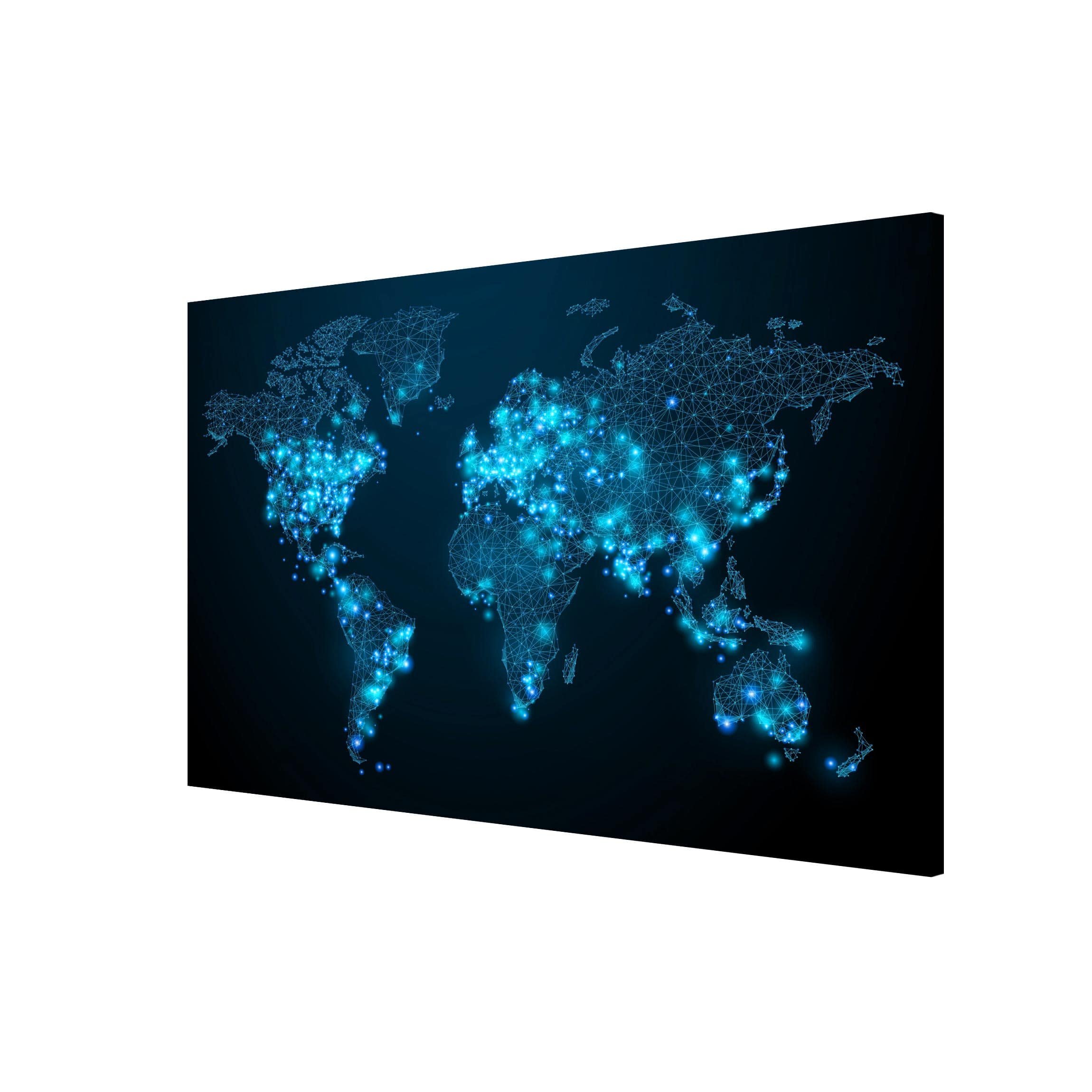 Magnettafel Pinnwand für Magnete Weltkarte Magnetboard - Magnetwand Made in Germany - Weltkarte Modern Notiztafel blau Küche Flur Büro Visionboard WBMT_1130 (60x40cm)