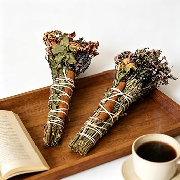 Dried Flower Plant Fragrance-Natural Aromatherapy ,Lavender Rosemary Cinnamon Smudge Sticks-Home Fragrance & Energy Cleansing-Air Freshener for Car-Desk Decor&Gift