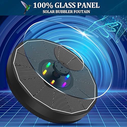 Miniatura 9 de GAIZERL Fuente solar 2023, fuentes solares de baño para pájaros de 3.5 W con panel de vidrio, batería 2000, características de agua de colibrí con