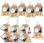 Hoolerry 100 Set Open House Popcorn Bag with Tag Real Estate Agent Thanks Tag Business Card House Shaped Paper Gift Popcorn Candy Biscuits Bag for Estate Agent Favors Supplies(Kraft Color)
