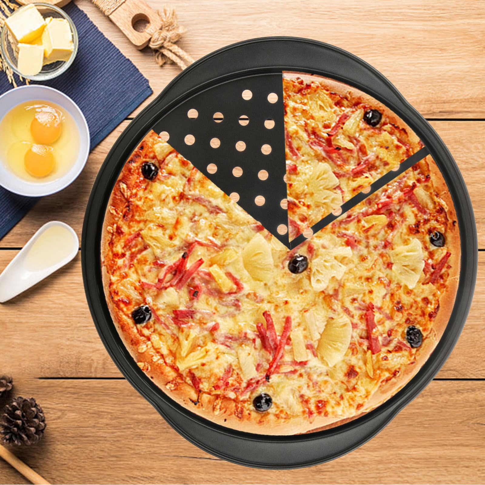 Set Di 6 Teglie Da Forno JMIATRY Antiaderenti - Acciaio Al Carbonio, 34/32/30 Cm, Per Torte, Pane E Carne
