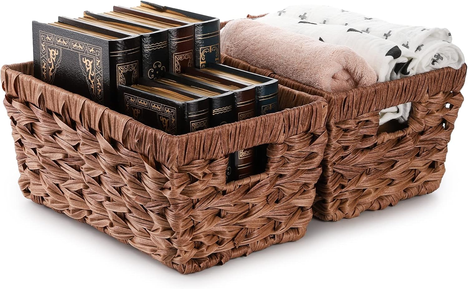 Cedilis 2 Pack HandWoven Storage Baskets, Imitation Wicker