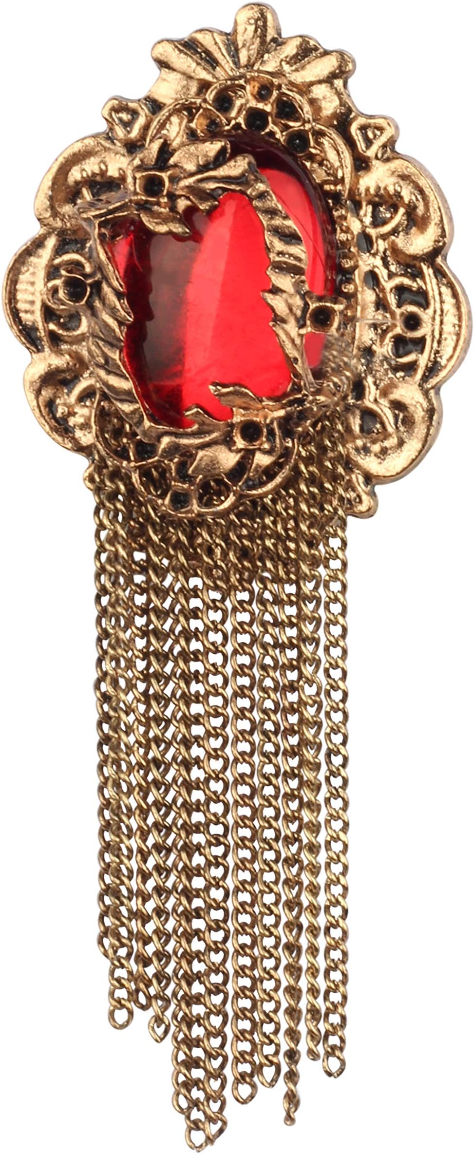 Panjatan Vintage Look Hanging Chain Crystal Pin Brooch.