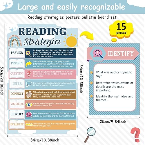 Miniatura 2 de 15 pósteres de lectura bohemios para decoración de aula, juego de pósteres de tablón de anuncios de arcoíris, póster de lectura de arco iris, póster