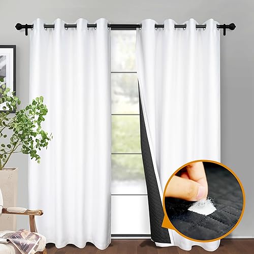 DriftAway Cortinas opacas con aislamiento térmico y textura de lino con forro térmico acolchado para bloquear el frío y el calor, reducir el ruido