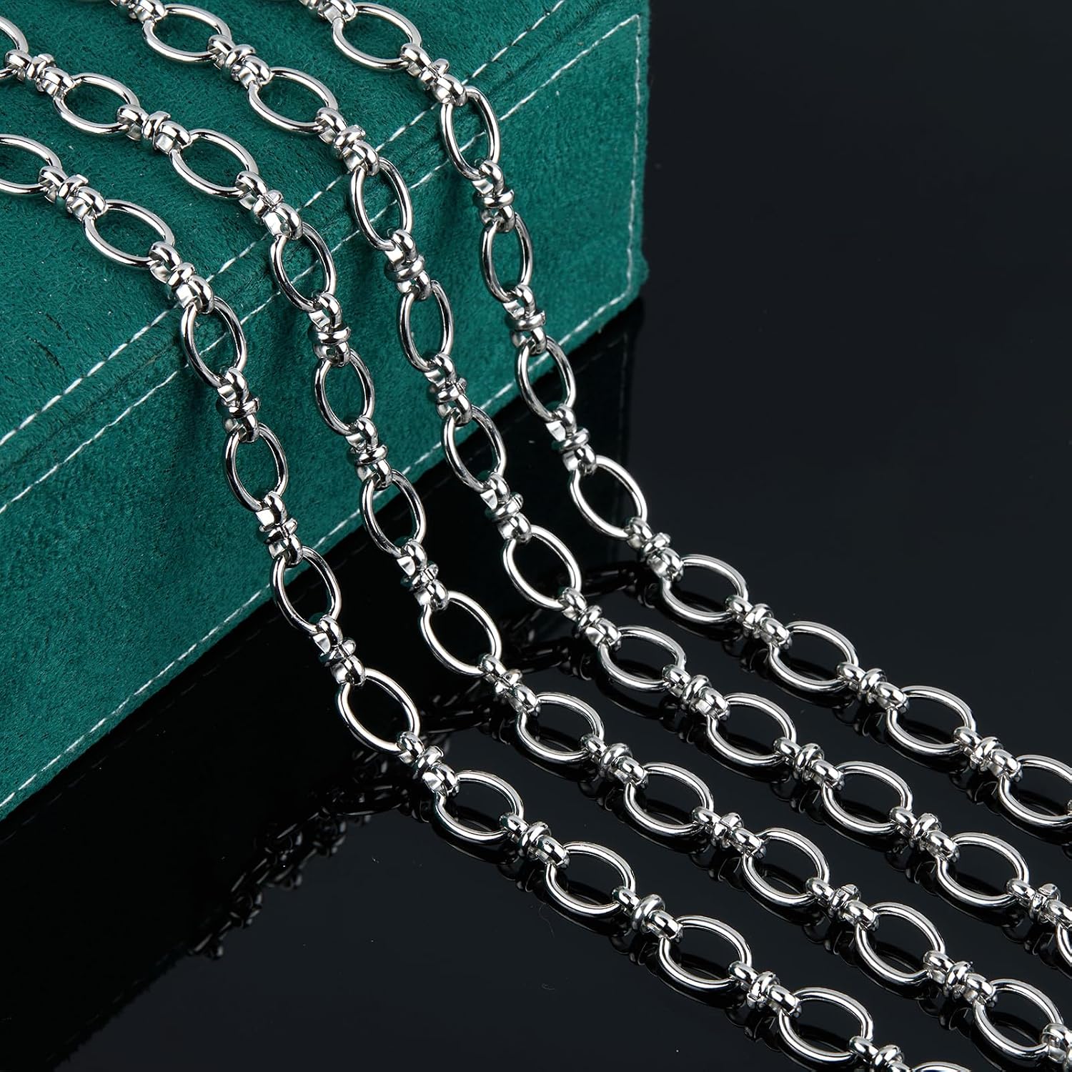UMAOKANG 2 Meters Stainless Steel Jewelry Chains Bulk Thick Oval Link Chain | Strong Metal Chain for Jewelry Making Men and Women Jewelry DIY Supplies Findings