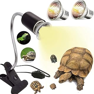 Reptile Heat Lamp, Adjustable Basking Spot Lamp with Clamp,UVA/UVB 360° Rotatable Clip Turtle Heating Lamp for Aquarium Reptile Turtle Bearded Dragon Lizards Snake Chameleons Amphibians Plants