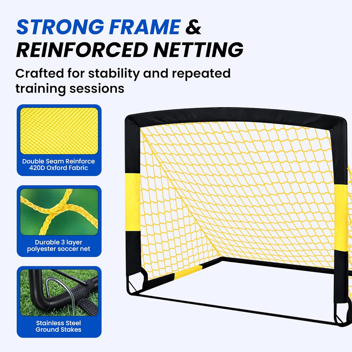 EcoKitchen5Stars Pop Up Soccer Goals Set of 2, 4x3 ft Portable Soccer Goal for Kids, Soccer Net for Backyard with Carry Bag, Small Foldable Indoor Outdoor Training Equipment for Toddlers and Youth.