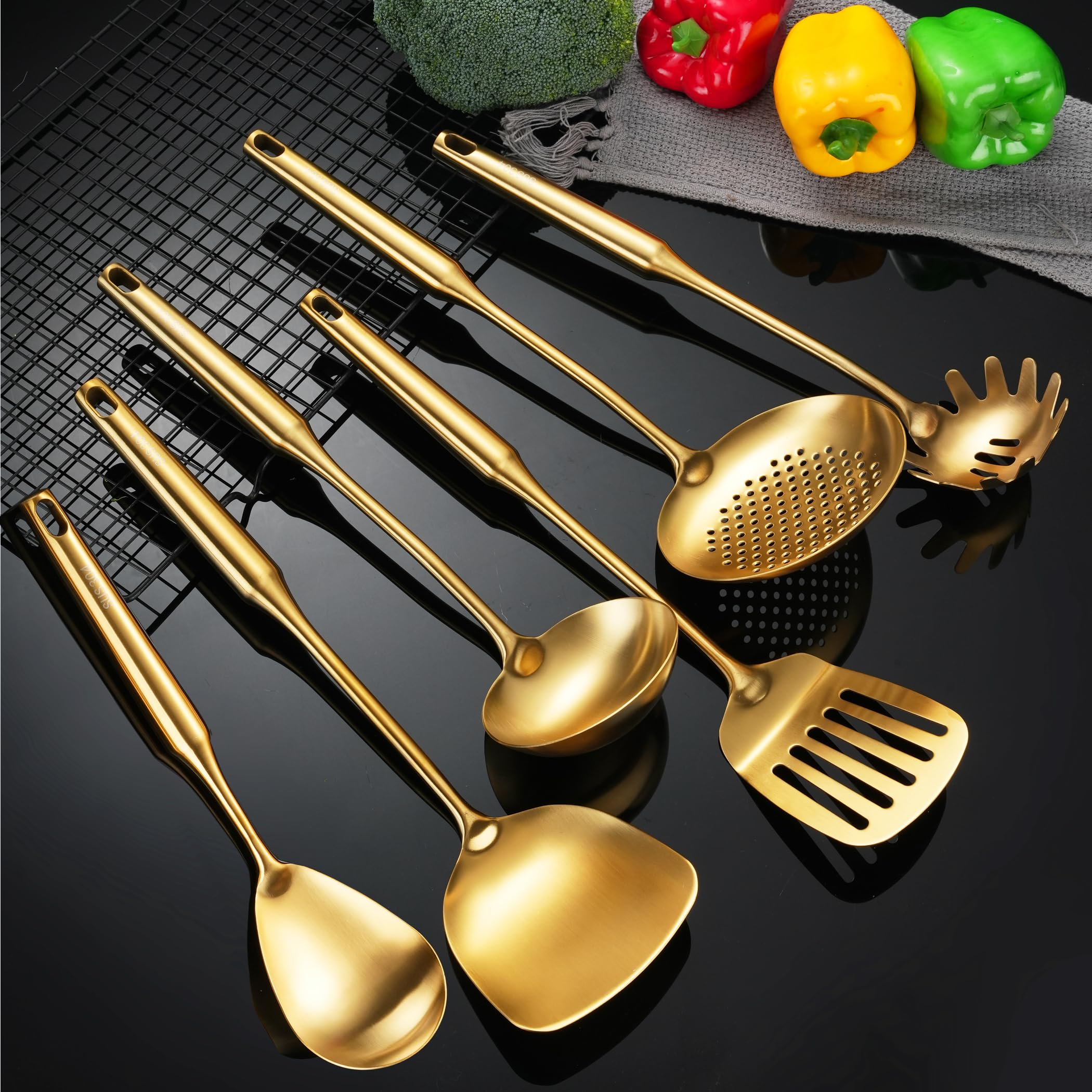 Amazon.com: NIITAWH Gold Kitchen Utensils Set Stainless Steel 6 Pcs ...