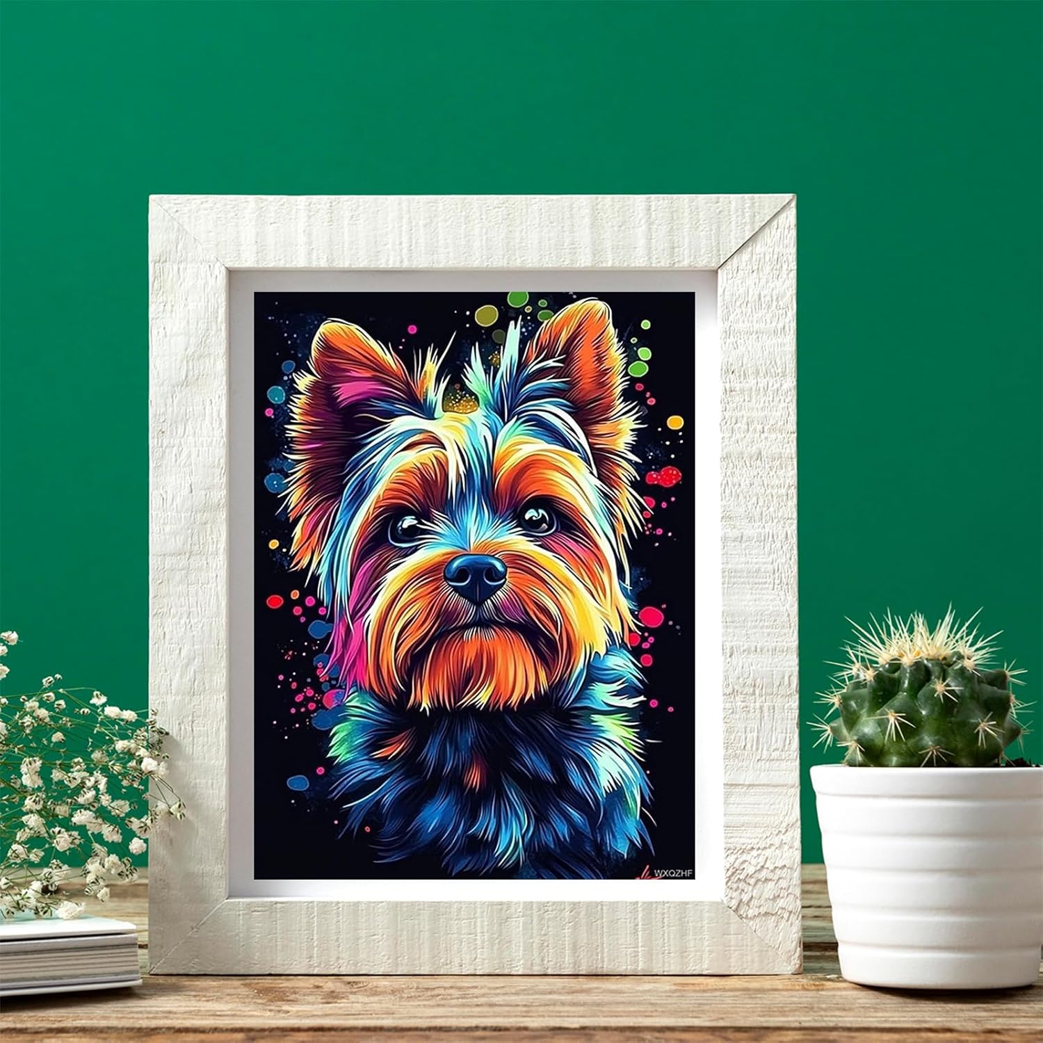 WXQZHF Yorkie Diamond Art Painting Kits, Cute Animals 5D Sparkling Diamond Painting Kit for Adults Beginners Home Wall Decor DIY Gift Drill Round Art Gems 12x16 inch