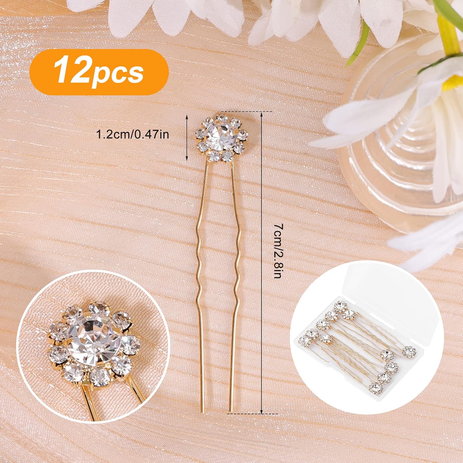 KINBOM 12pcs Rhinestone Wedding Hair Pins - Image 3