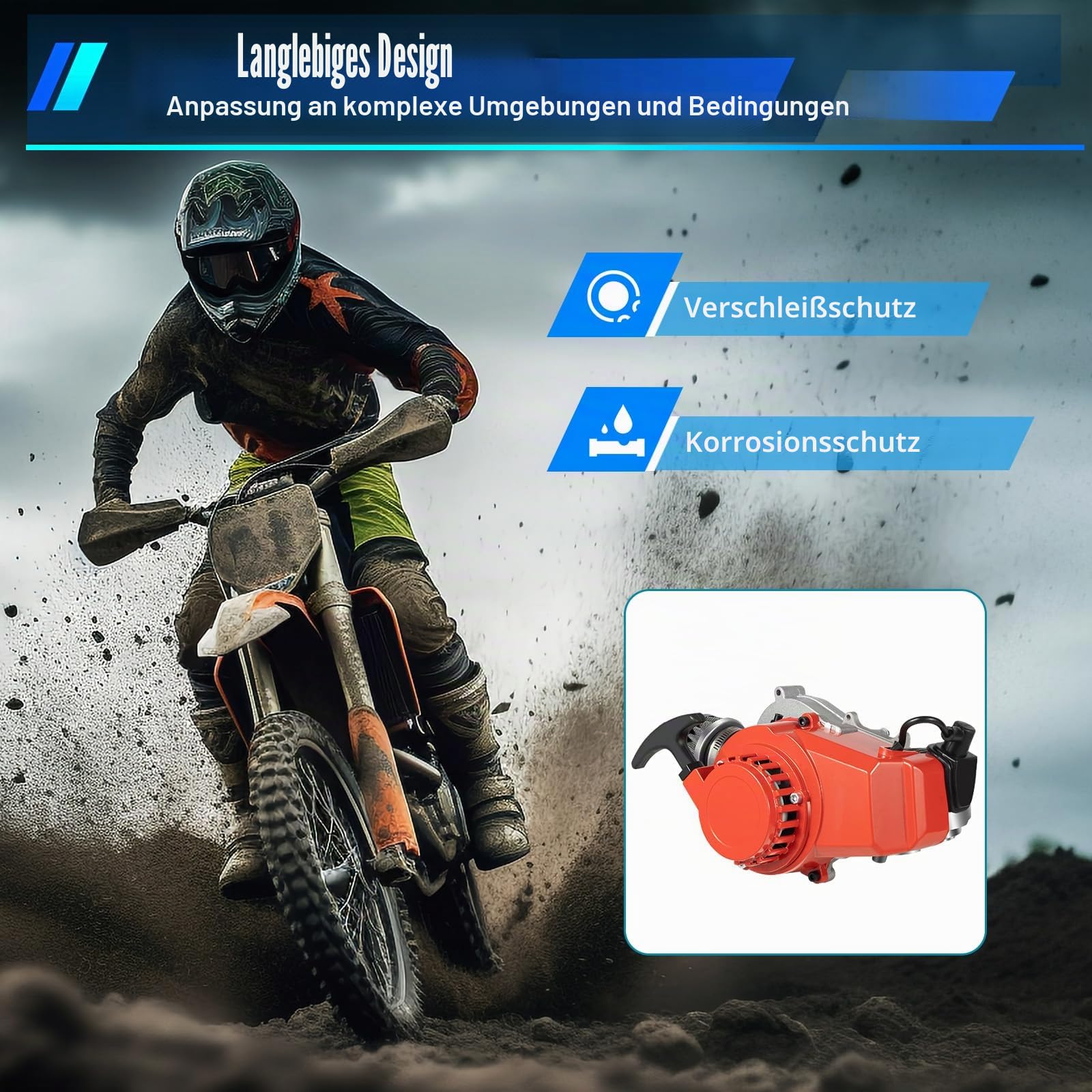 49ccm 50ccm Pocket Dirt Bike Motor, Einzylinder Luftkühlung 2-Takt 3PS Motor mit Elektronische Zündung und Seilzugstart für Mini-Dirt-Bikes, Atvs, Pocketbike