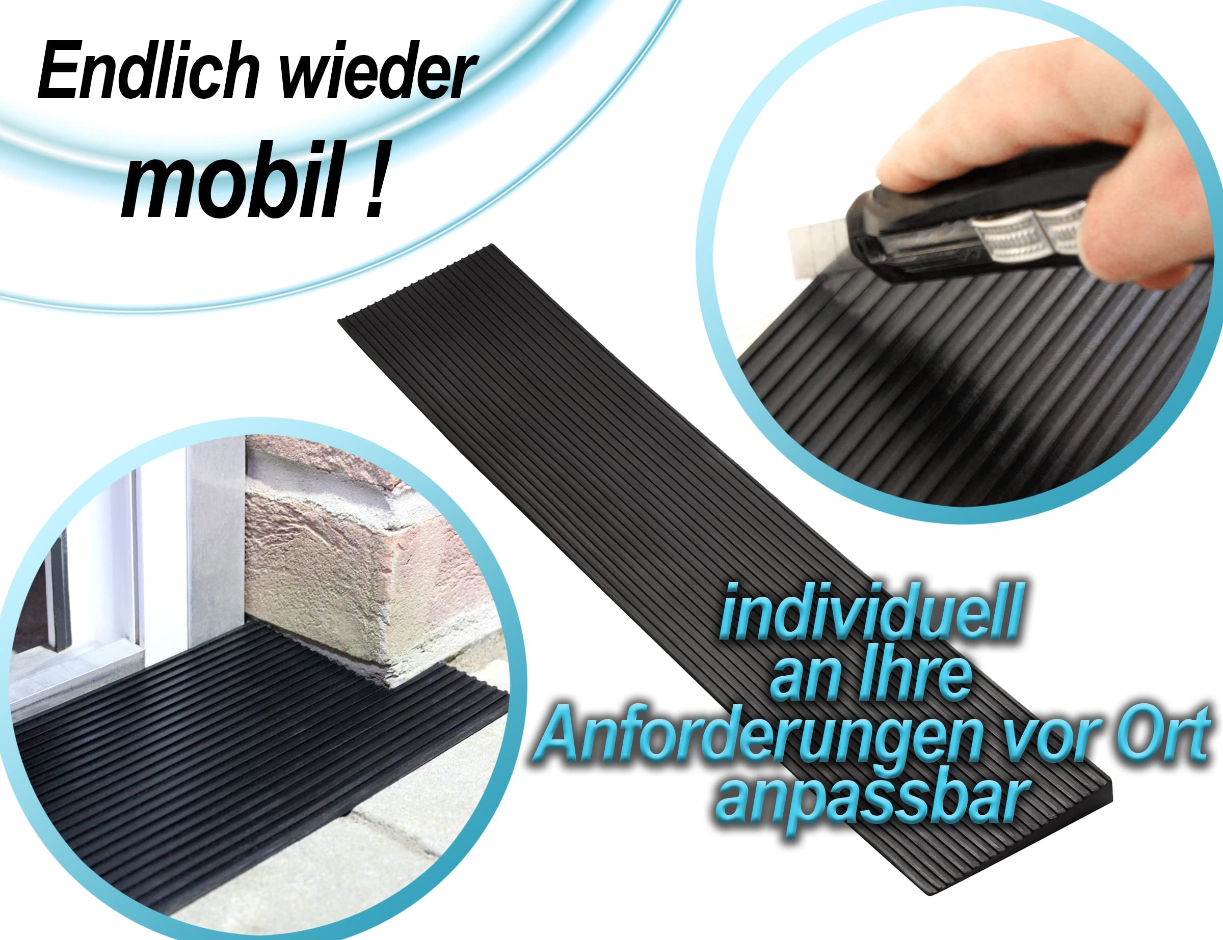 Rampa do drzwi, 2,0 cm, gumowa, dla wózków inwalidzkich, dziecięcych i skuterów