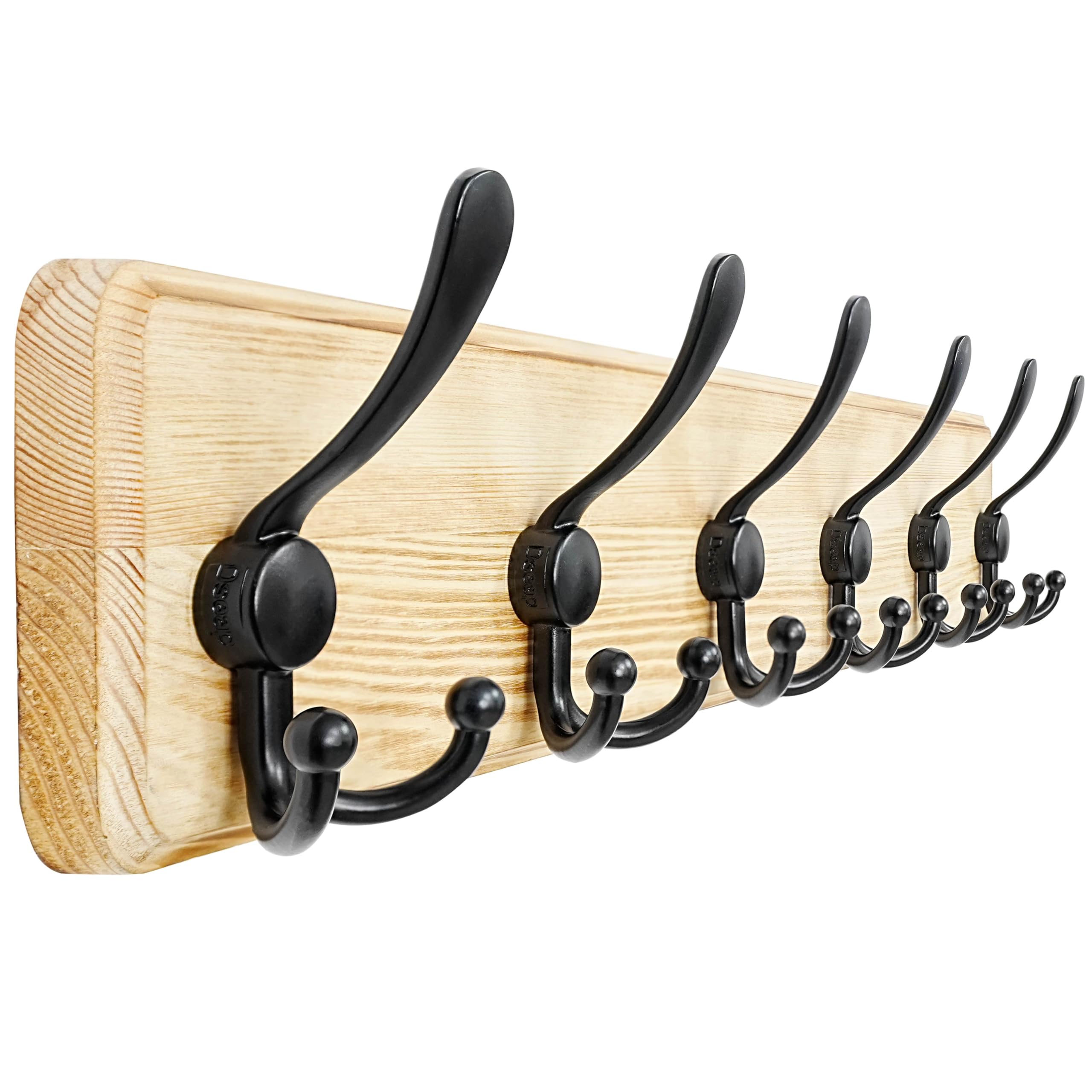 Dseap Coat Rack Wall Mount, 61cm Long, Patented, Heavy-Duty, 6-tri-Hooks