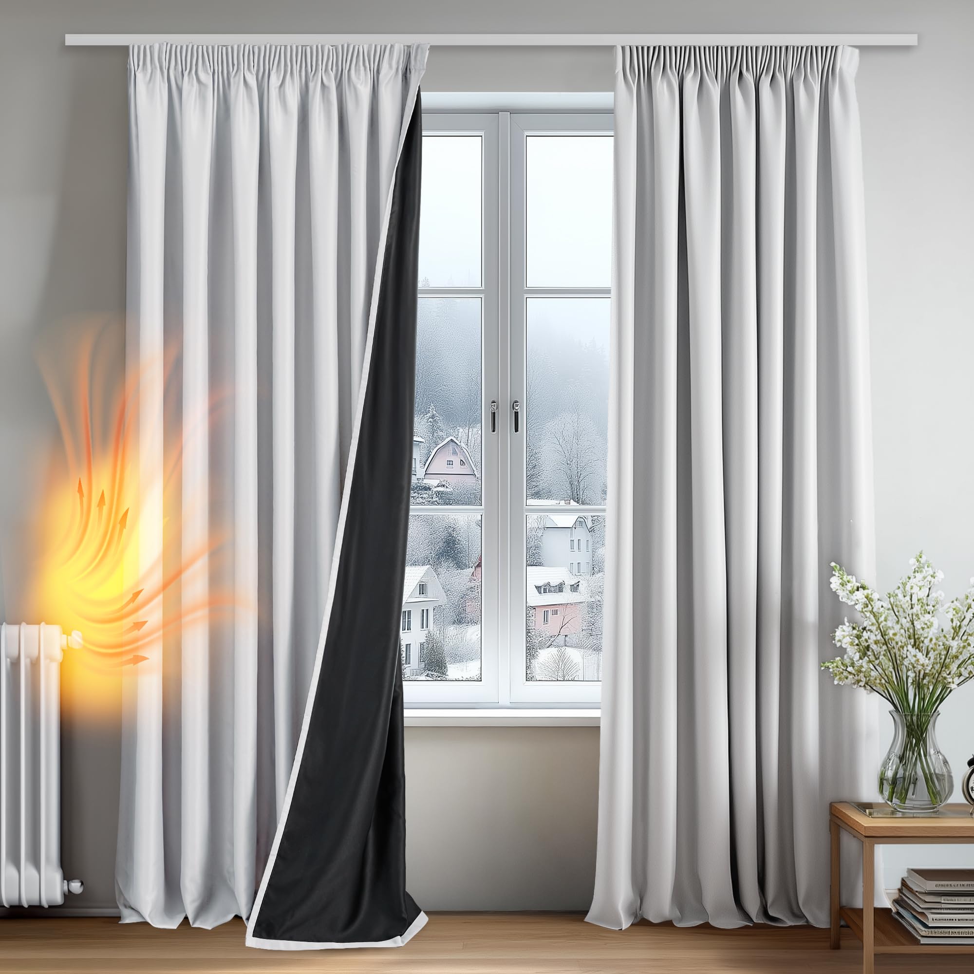 Deconovo 100% Verdunklungsvorhänge Blickdicht Vorhänge mit kräuselband Gardinen Wohnzimmer Vorhang Verdunkelung Thermovorhänge gegen Hitze Wärmeisolierend