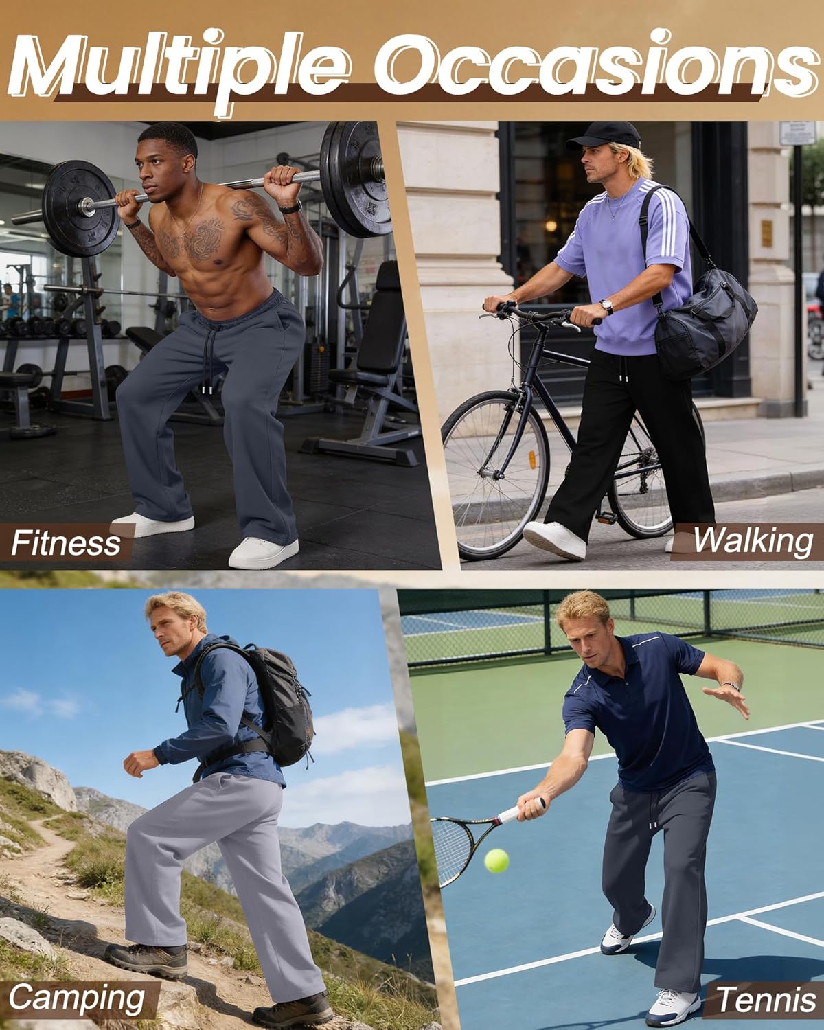 Neer 3 Pack Men's Sweatpants Lightweight Athletic Drawstring Open Bottom Pants Workout Running Lounge Pants with Pocket - Image 2