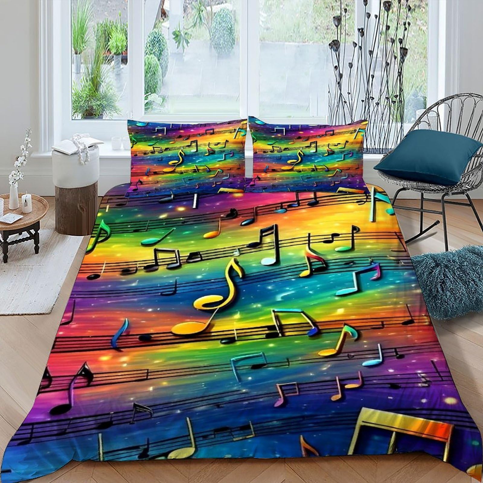 Housses de couettes music themes lit king 220x240cm parure chambre ado