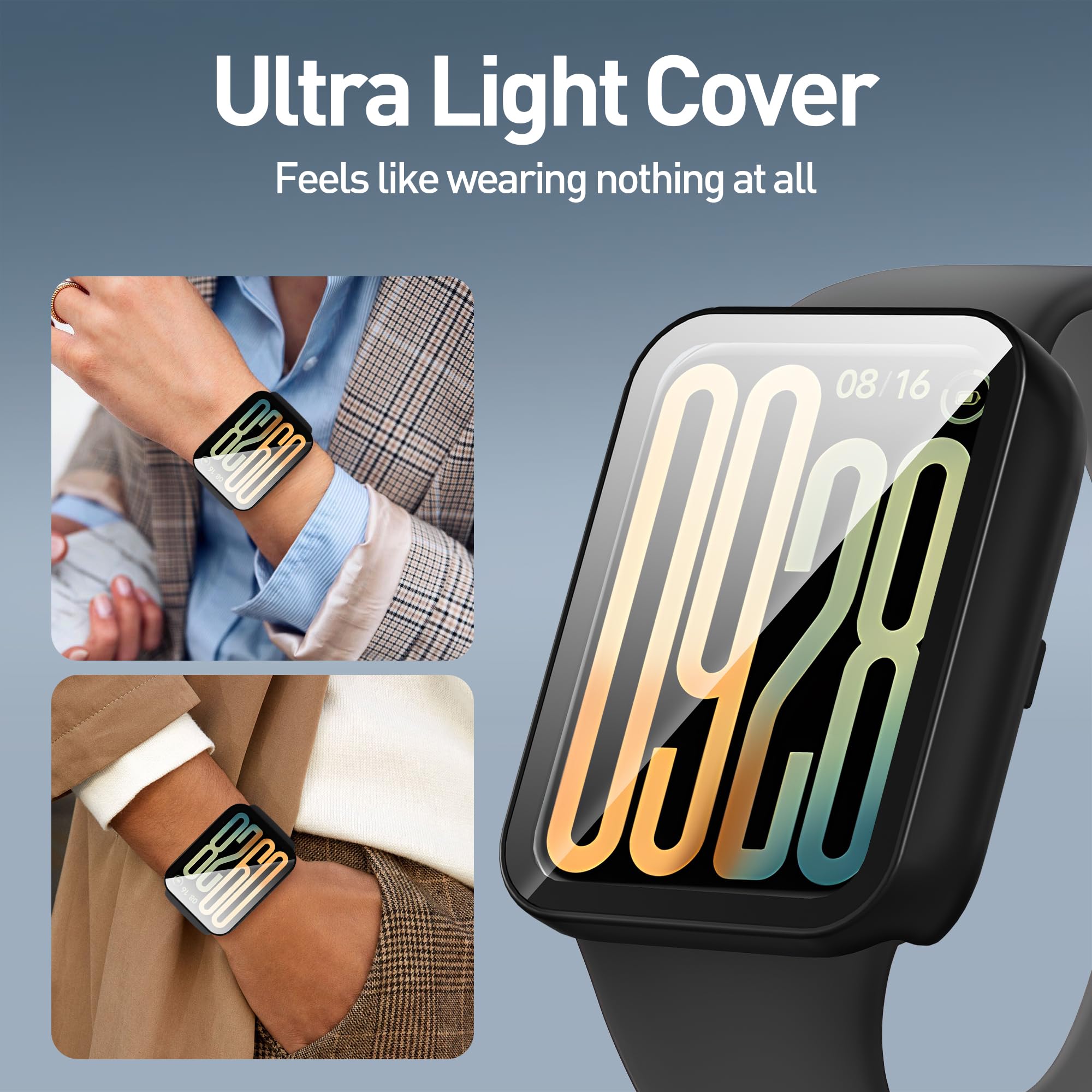 Diruite 3 Pezzi Cover per Xiaomi Smart Band 10 Pro Protezione | Resistente Ai Graffi HD Vetro Temperato Pellicola Protettiva PC Rigido Case,Nero&Blu&Trasparente