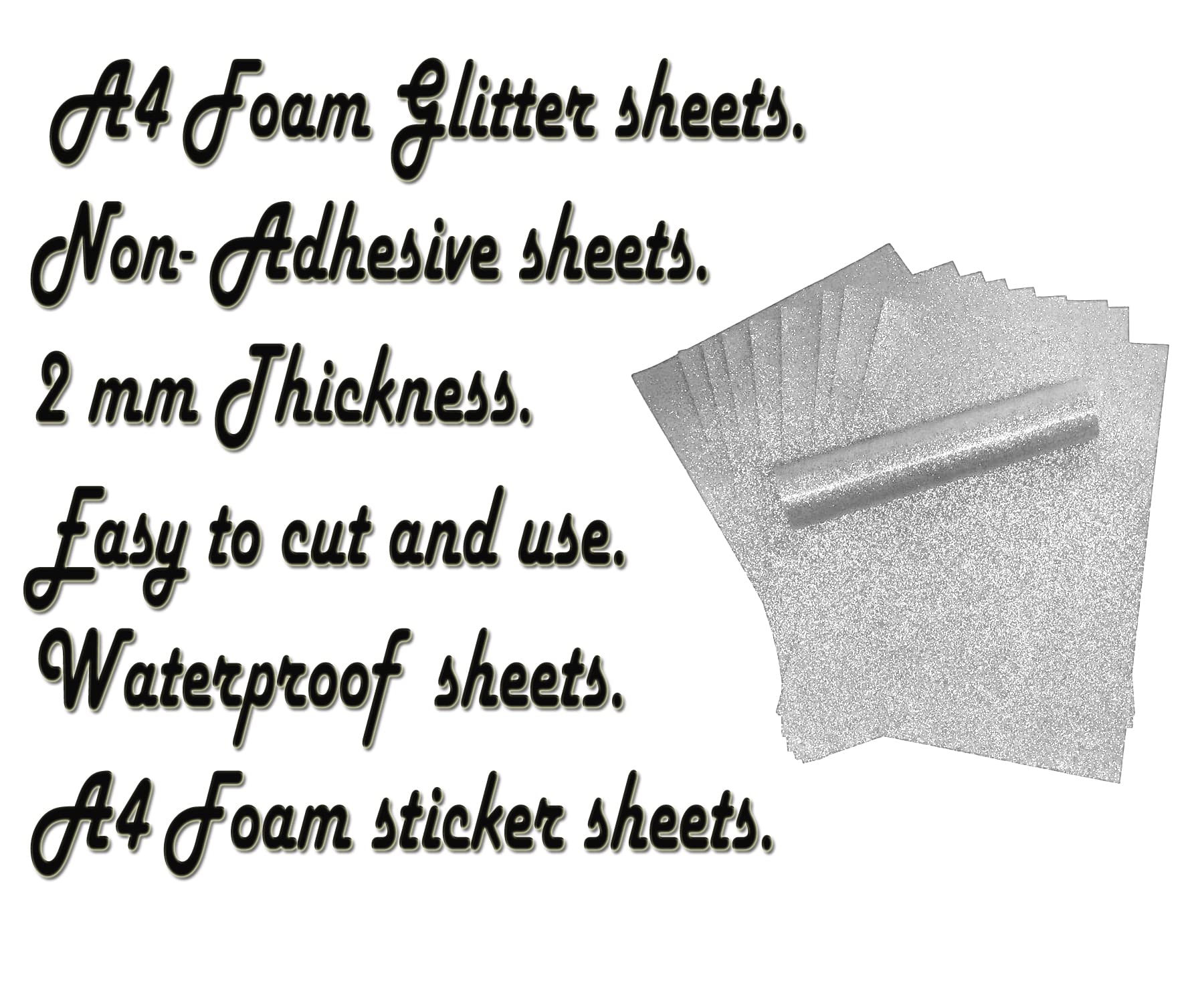Lot De 10 Feuilles De Mousse EVA Pailletée A4 - Pour Loisirs Créatifs Et Customisation