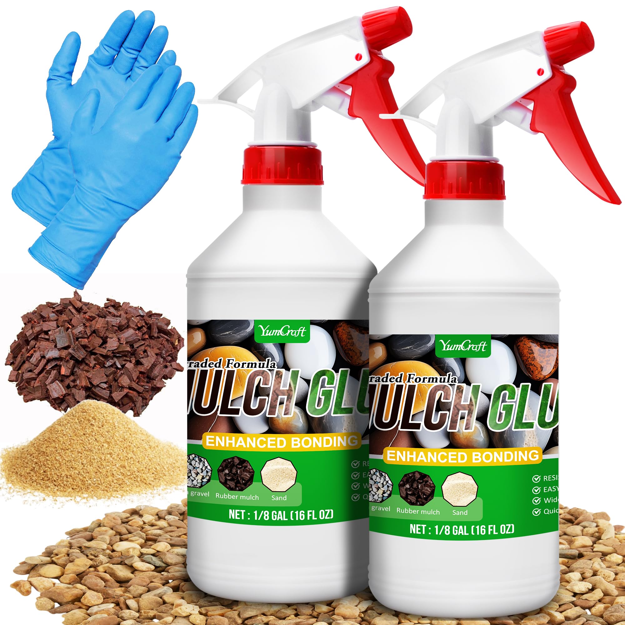 Mulch Glue - 32oz Adhesive Pea Gravel Binder for Landscaping, Garden - Concentrate Landscape Rock Stabilizer, Last up to 2 Years, Gravel Lock for Bonding Bark, Sand