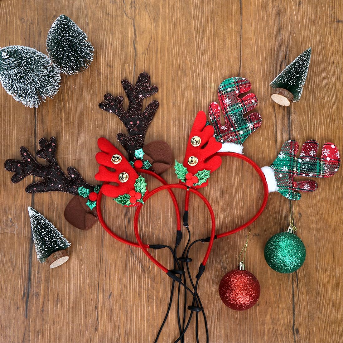 Bandeau Renne De Noël Pour Chien/chat - Bois Réglables, Bonnet Et Pompon, Pour Photos Et Fêtes