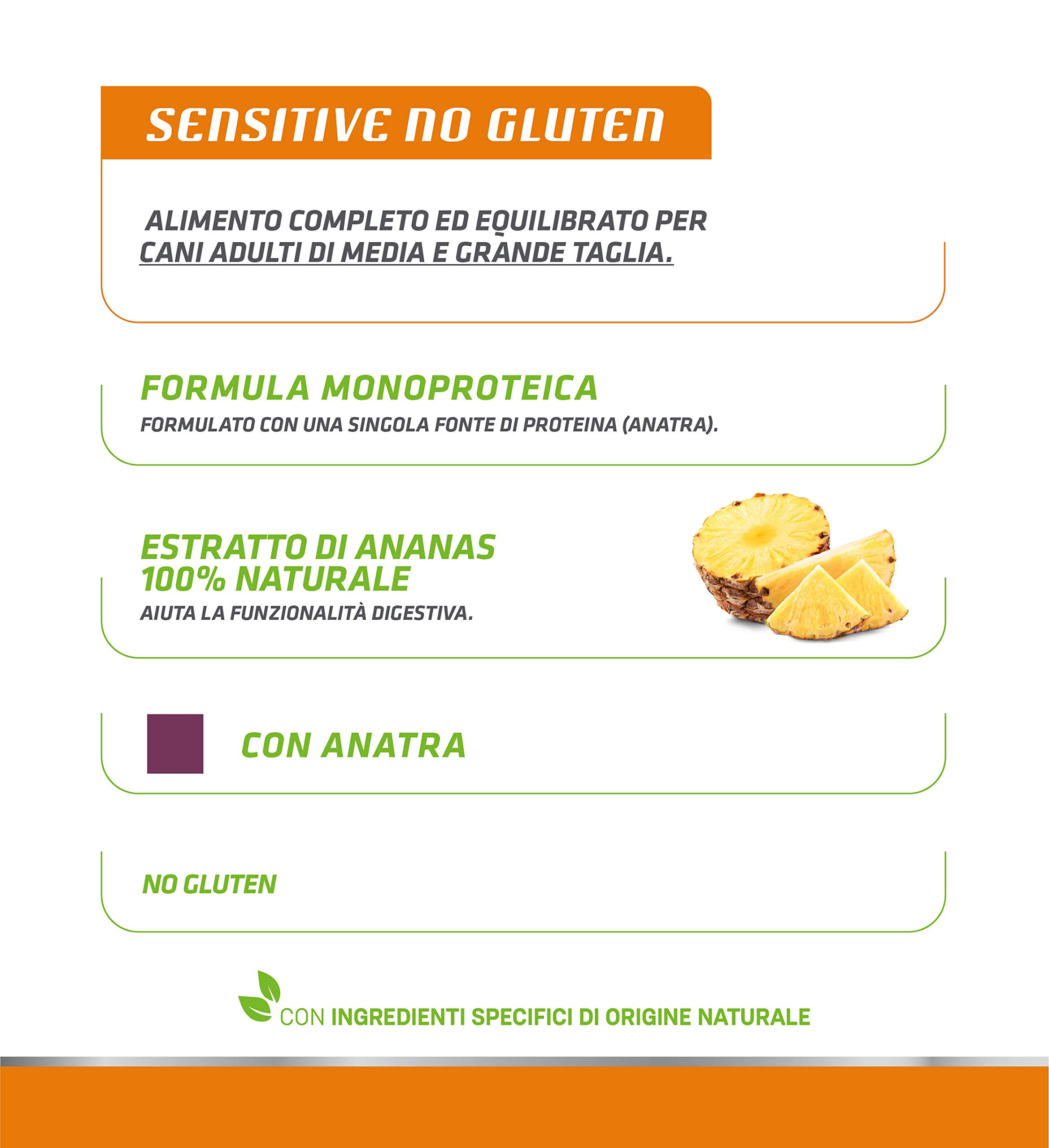 Natural Trainer Sensitive No Gluten Medium Maxi Cibo Umido per Cani con Anatra e Cerali Integrali 12 x 400 g