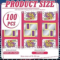Vista 2 de 100 Pcs 90's Paper Cocktail Napkins Disposable Back to 50's 80's 90's Luncheon Napkin for Retro 1950s 1980s 1990s Hip Hop Sock Hop Rock Roll
