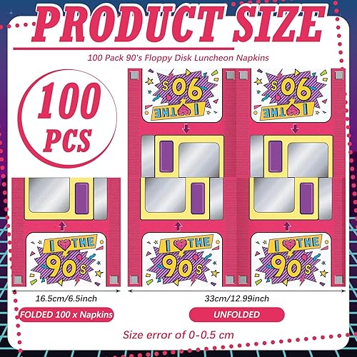 Miniatura 2 de 100 servilletas de papel de los años 90 desechables de regreso a los años 50, 80 y 90, servilletas de almuerzo para retro de los años 50, 1980,