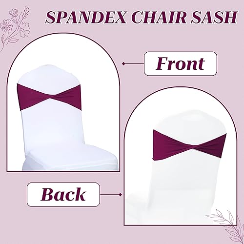 Miniatura 4 de MDS - Paquete de 100 bandas elásticas de elastano para sillas de comedor, lazos sin hebilla deslizante, ajuste universal para bodas, baby shower,