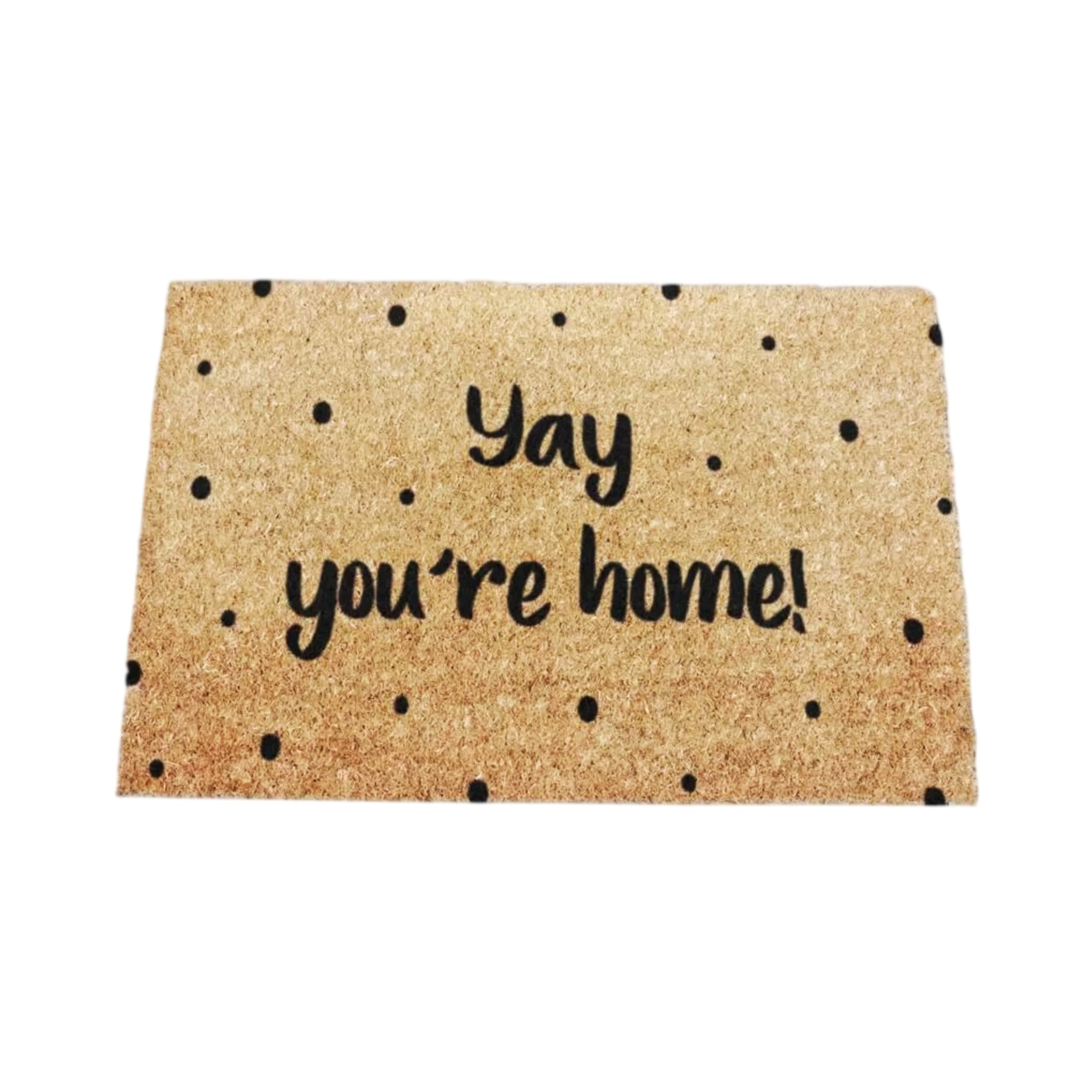 Artsy Mats - Home Spotty Text Coir Door Mat - Made from Tufted Coconut Fibre - Non-Slip Natural Rubber Backed Door Mats Indoor - Heavy Duty, Decorative Outdoor Mats (60x40cm) — image 1