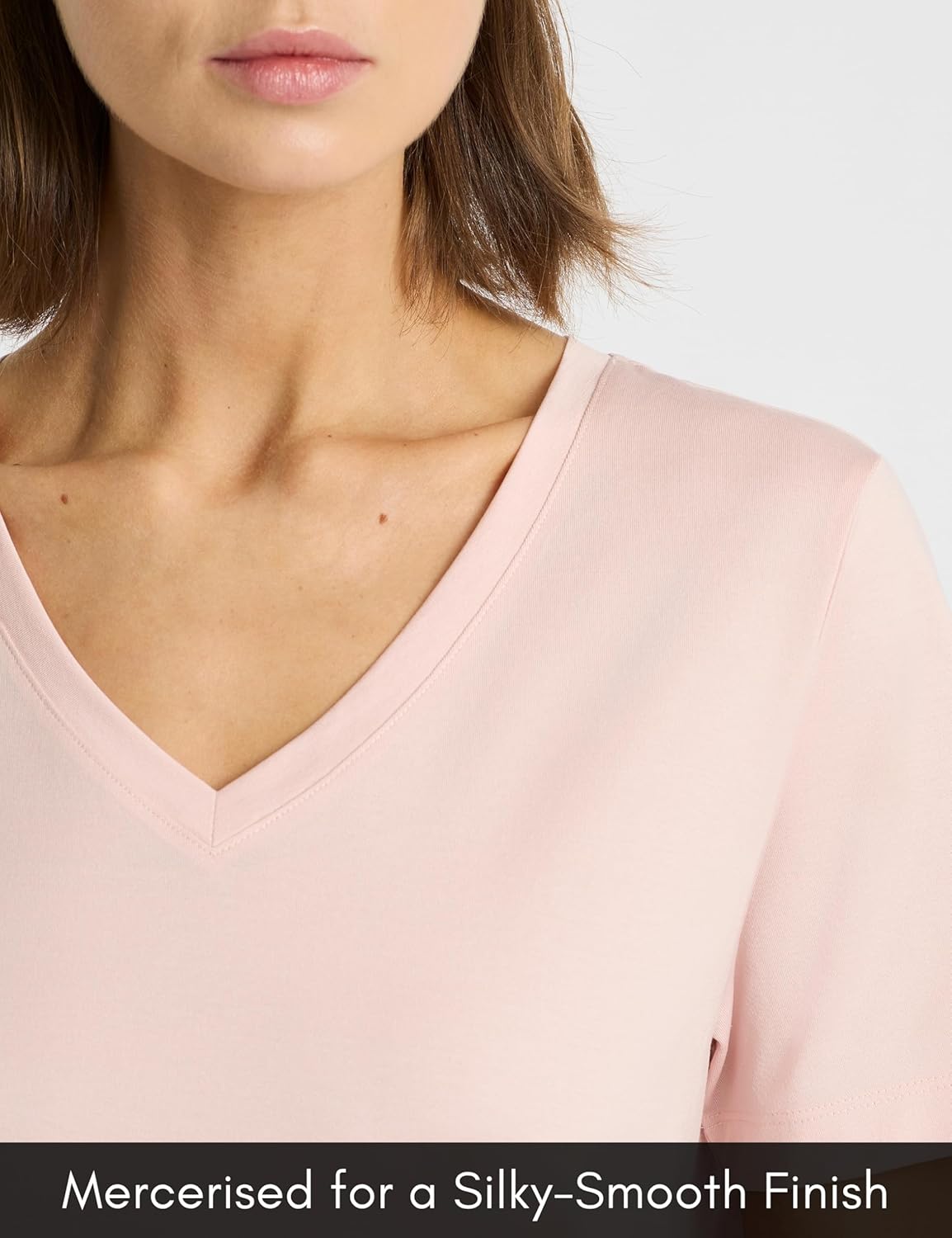 Women’s Supima® Mercerised Cotton V-Neck T-Shirt – USA-Grown Cotton, Luxury Finish, Short Sleeve, Flattering Fit - Image 5