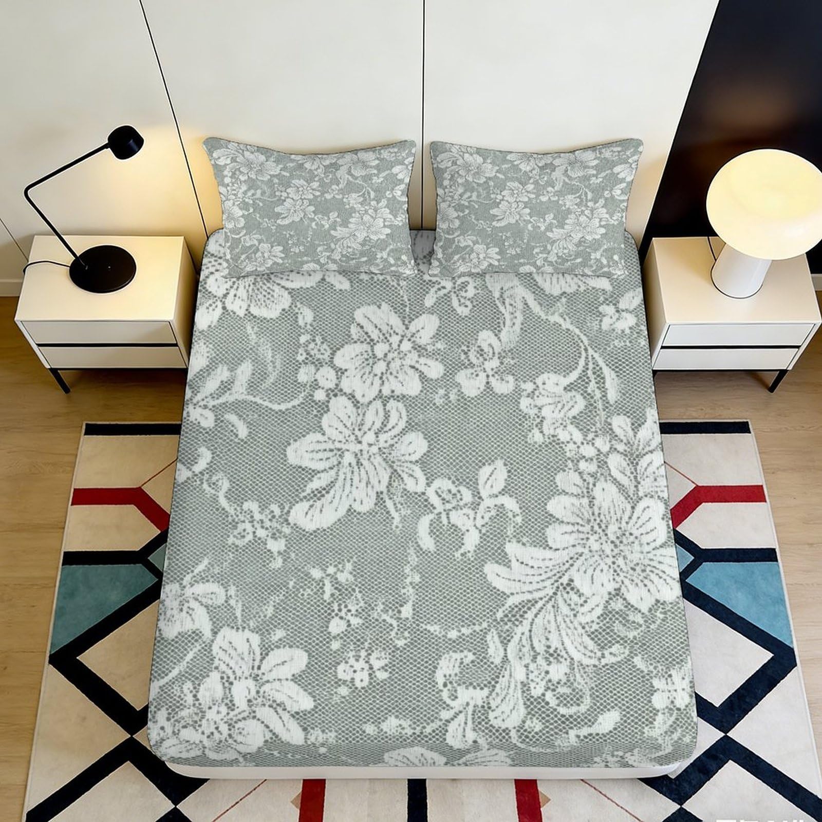 Elegant Botanical Fitted Sheet, 3D Printed, Microfiber Soft Touch, Bed Sheet for Bedroom Decor, Guest Apartment Bedding, Wrinkle Resistant, 100x200cm 90x200x25cm