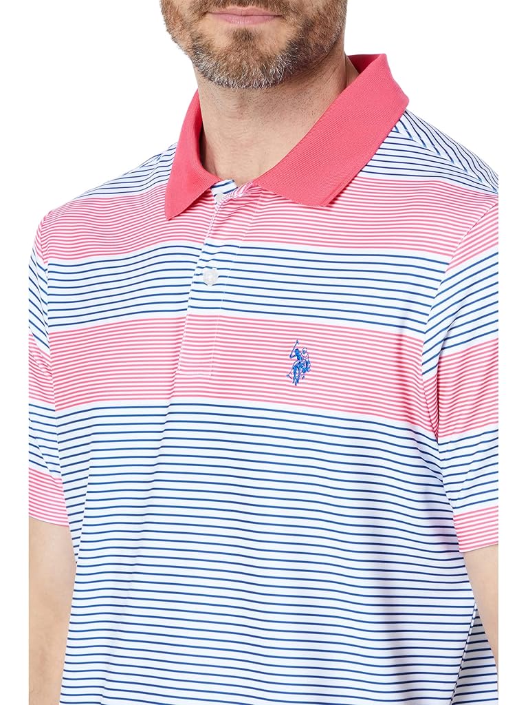 U.S. POLO ASSN. Interlock Short Sleeve Knit Shirt w/ Printed Stripe