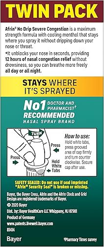 Miniatura 10 de Afrin- Bomba de nebulización nasal , No Drip, congestión severa, paquete doble, 1