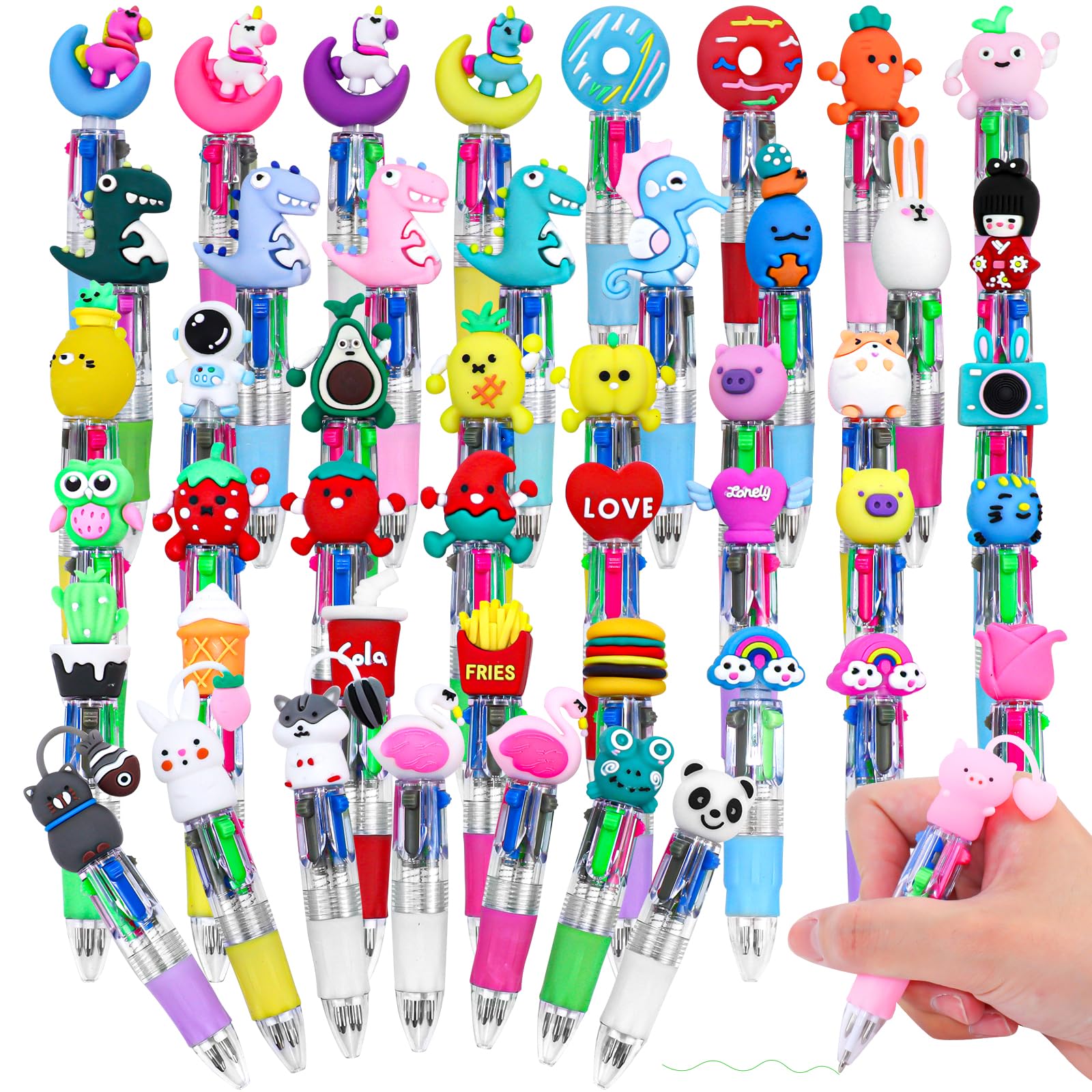 Xaztr 48 Pack Mini Multicolor Pens in One 4-in-1, Cute Pens Bulk for Party