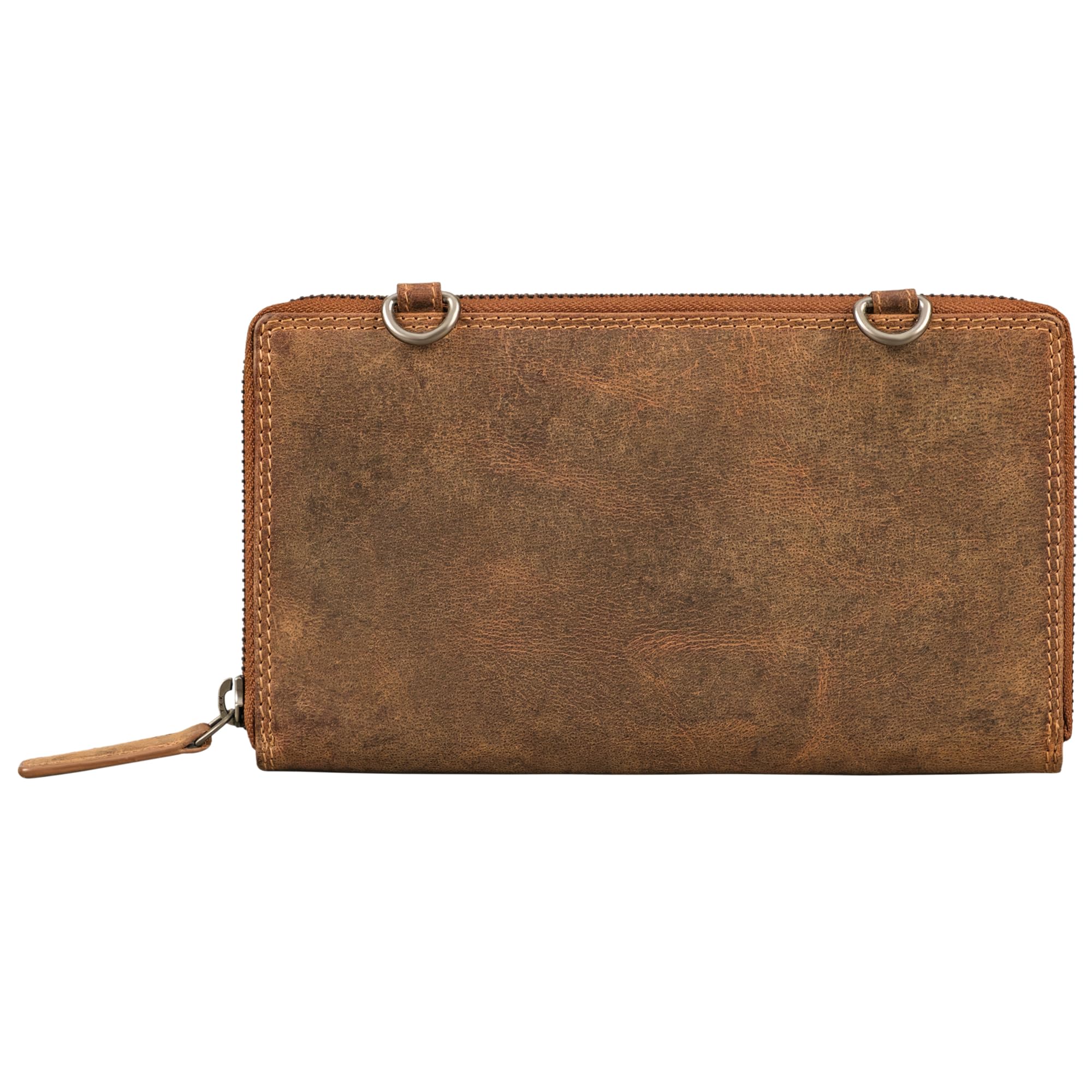STILORD Monica 4 in 1 Leder Geldbörse mit Handyfach Damen Clutch Geldbeutel zum Umhängen Schultertasche Klein Crossbody Portemonnaie für Frauen Handytasche Echtleder Farbe:Bergamo - braun