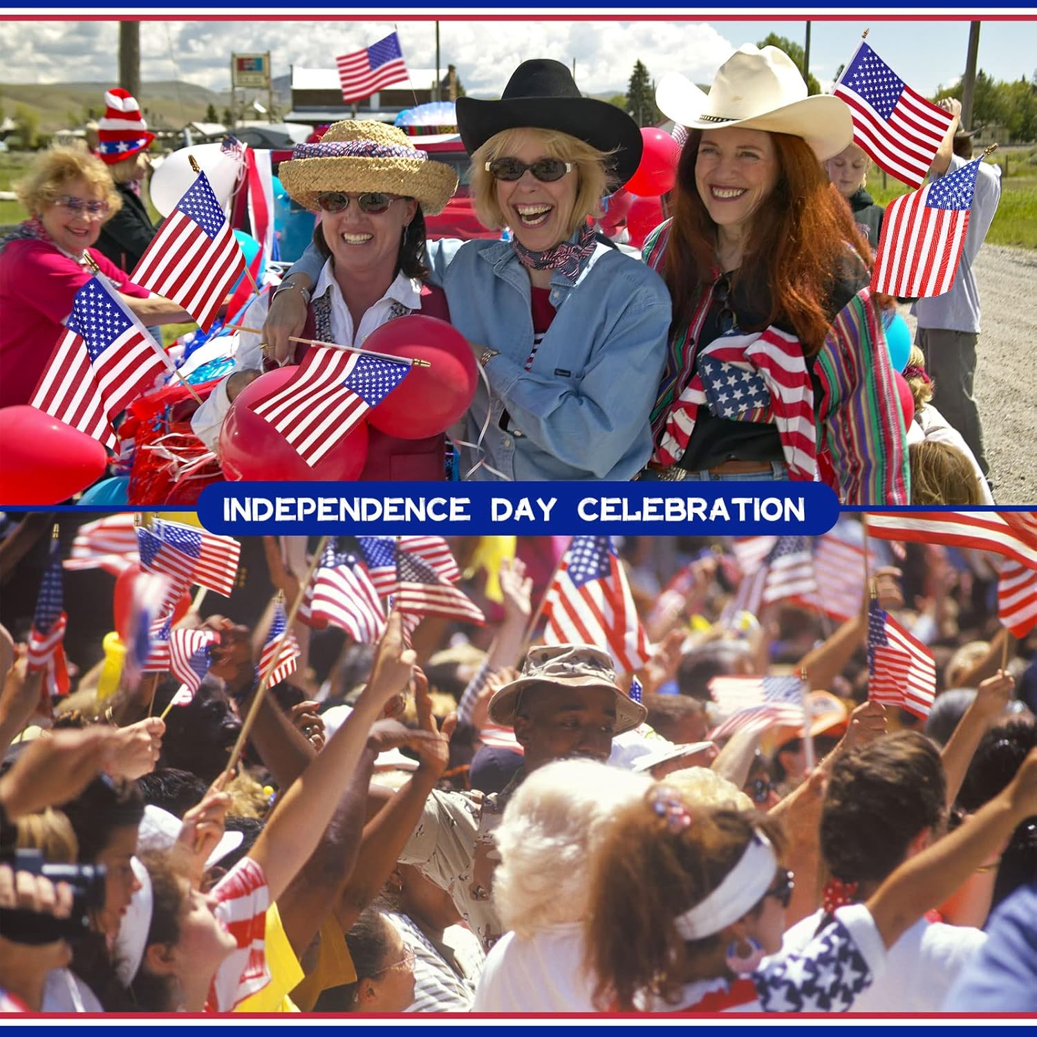 Shimeyao 200 Pack Small American Flags on Sticks 4 x 6 Inch Mini Flags Stick Bulk Independence Day Handheld American Decoration with Solid Wooden Pole for Memorial Parades 4th of July