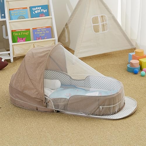 Miniatura 2 de Moisés portátil de viaje para bebé, bolsa de transporte plegable, cuna de viaje, tumbona ligera para bebé, cama infantil con mosquito 2-1 y toldo