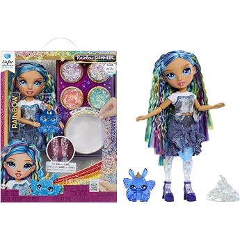 Rainbow High Rainbow Shimmers with Slime Skyler Blue 28 cm Fashion Doll with 1 Slime Set and 1 Bunny Pet Suitable for Children from 4 Years