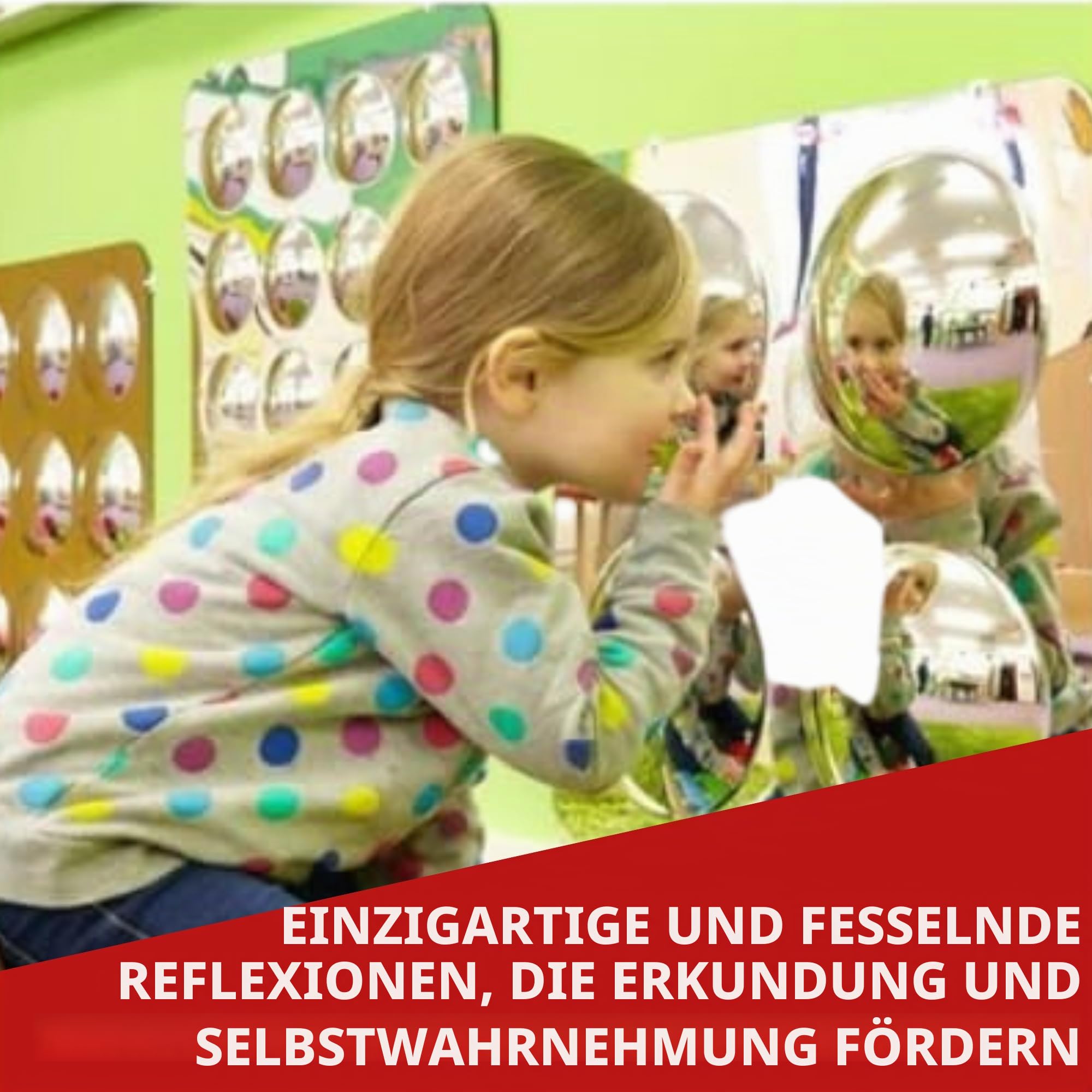 Playlearn Set aus 4 Konvexspiegeln – Sensorische Spiegel – Kinderentwicklung – Fantasie, Kreativität und Sinnesstimulation