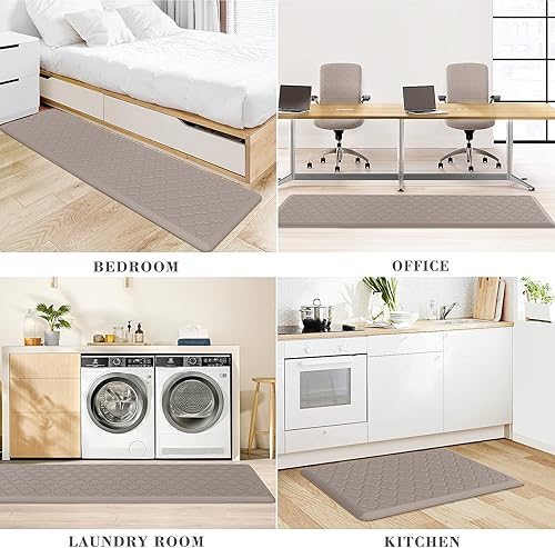 Miniatura 86 de Tapete de cocina [2 piezas] acolchado antifatiga, impermeable, antideslizante, ergonómico, cómodo, tapete de pie para cocina, suelo, oficina, Gris