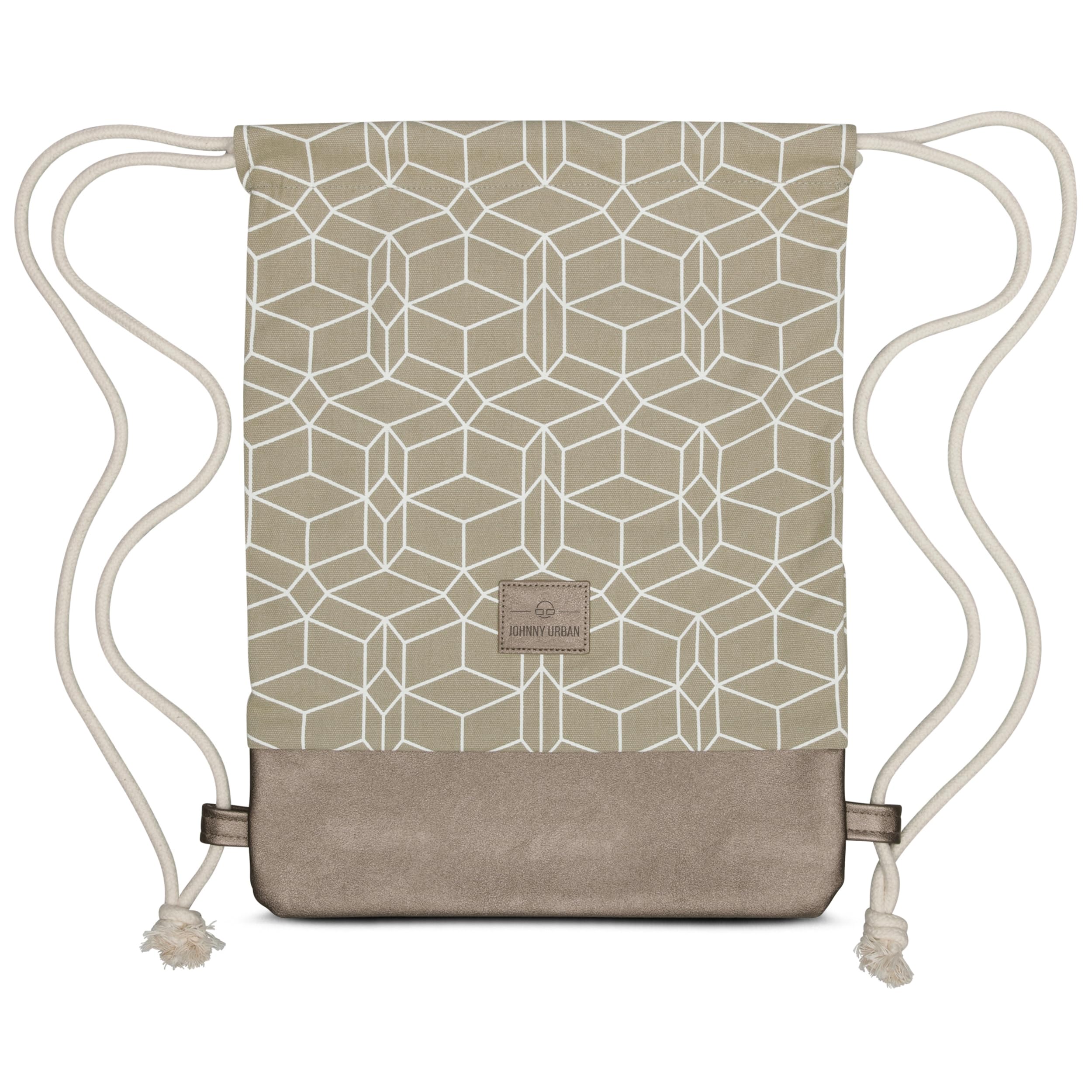 JOHNNY URBAN Borsa a Sacco Donna Uomo Beige Metallizzato - Noah - Saccha Sportiva di Cotone Zaino - Sacca in Tela con Chiusura a Cordoncino
