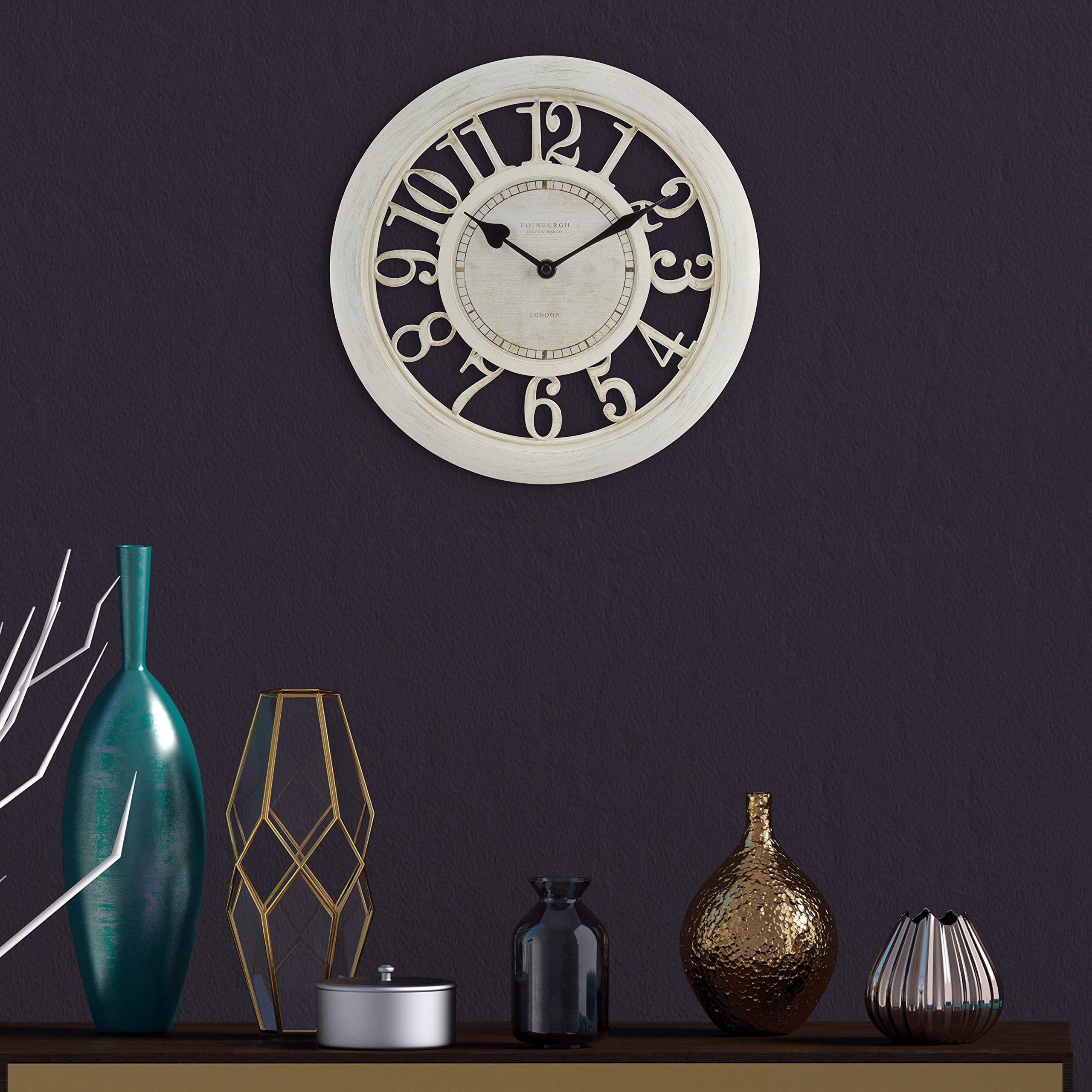 Equity by La Crosse 20857 11.5" Delaney Floating Dial Quartz Clock, Antique White
