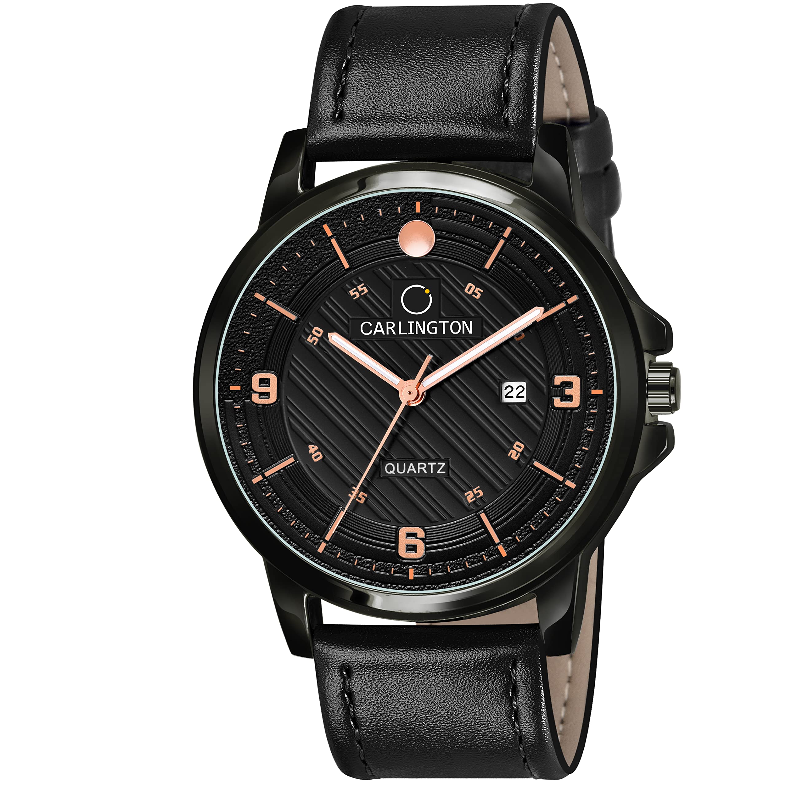 Carlington Analog Mens Wrist Watch with Leather Strap - CT 1050 Black (B09J4Y4ZY9) Amazon Price History, Amazon Price Tracker